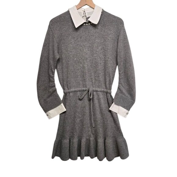 Cinq a Sept Womens Size Small Heather Gray Kiana Necklace  Dress Wool Blend - Picture 4 of 9